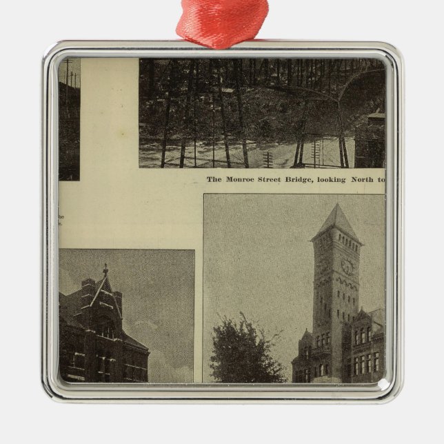 Views, Spokane's prosperity Metal Tree Decoration (Front)