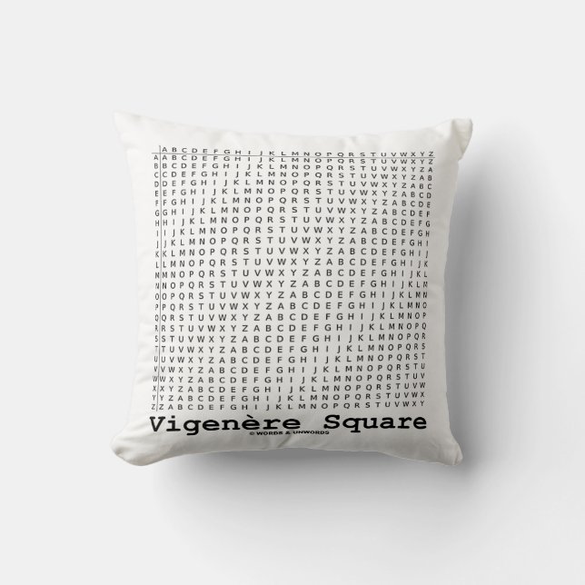 Vigenère Square Cryptography Tabula Rasa Cushion (Front)