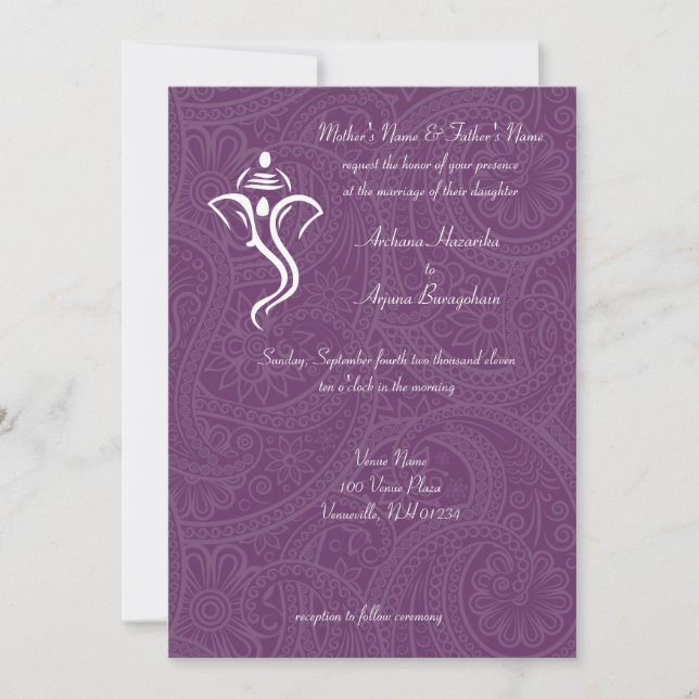 Vighneshvara Wedding Invitations (Front)