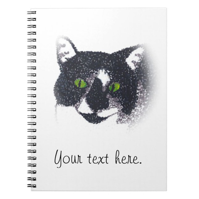 Vignette of Tuxedo Cat Face Photo Notebook (Front)