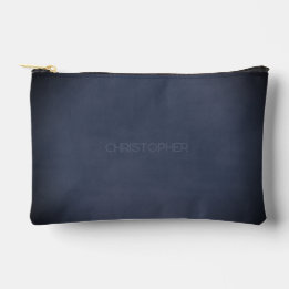 Vignetted Mottled Dark Blue Urban Grunge with Name Accessory Pouch