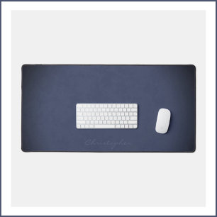 Vignetted Mottled Dark Denim Blue with Name Desk Mat