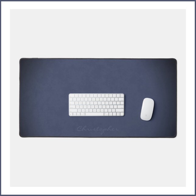 Vignetted Mottled Dark Denim Blue with Name Desk Mat (Creator Uploaded)
