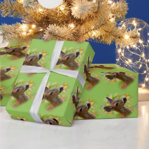 Vignetted Portrait of Smiling Blacktail Deer Fawn Wrapping Paper