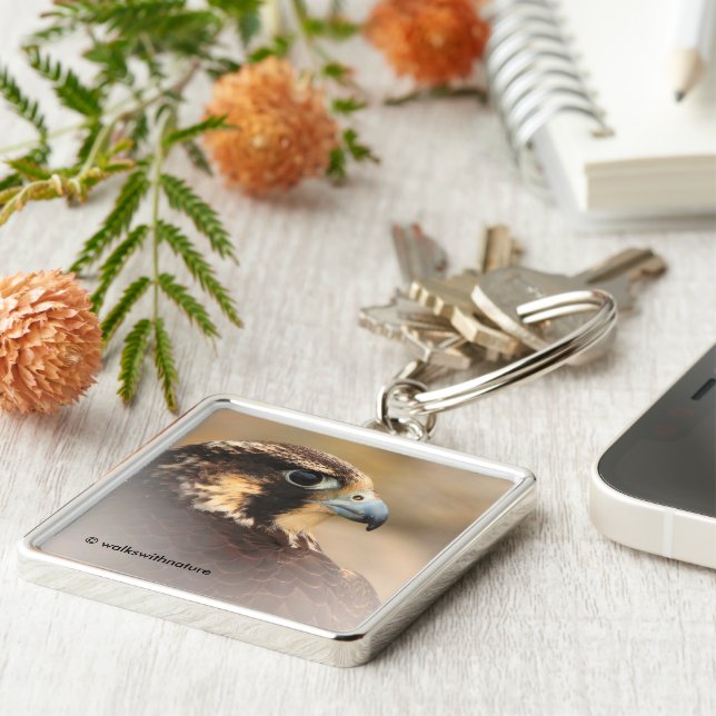 Vignetted Profile of a Peregrine Falcon Key Ring (Side)