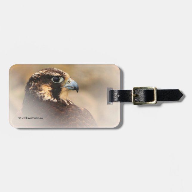 Vignetted Profile of a Peregrine Falcon Luggage Tag (Front Horizontal)