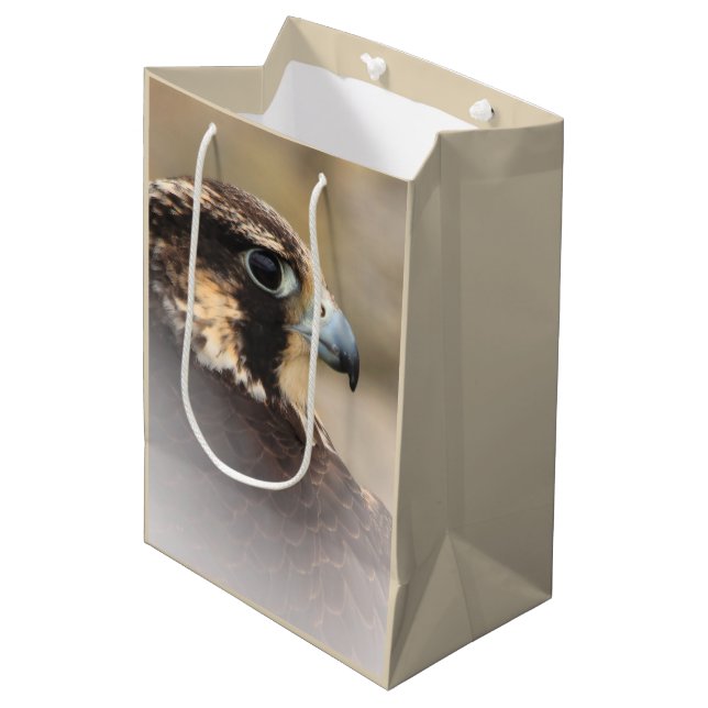 Vignetted Profile of a Peregrine Falcon Medium Gift Bag (Front Angled)