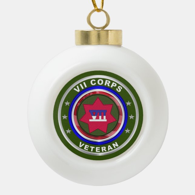 VII Armoured Corps Keepsake Ceramic Ball Christmas Ornament (Front)