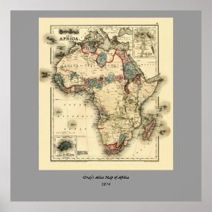 Viintage 1874 Map of Africa  Antique African Print