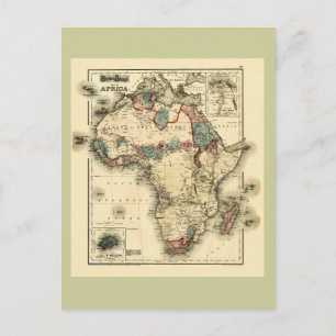 Viintage 1874 Map of Africa Antique African Print Postcard