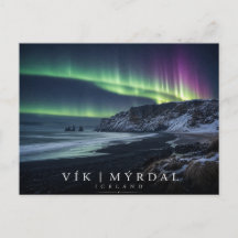 Vík í Mýrdal Sea Stacks Iceland Aurora