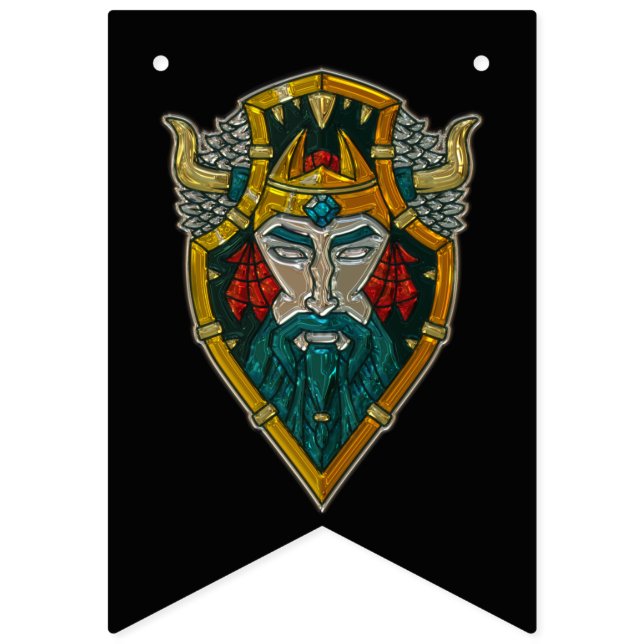 Viking Age Portrait Metallic Look Bunting (First Flag)