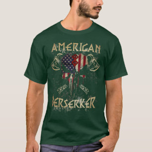 Viking American Berserker skull flag T-Shirt