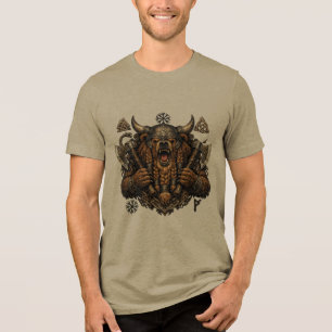Viking Berserker Bear Warrior Graphic T-Shirt Tri-Blend Shirt