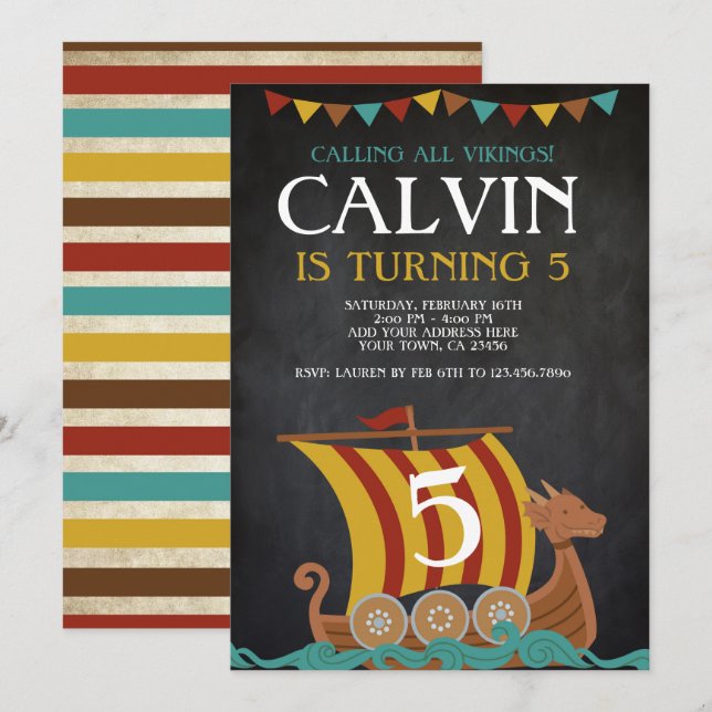 Viking Birthday Invitation (Front/Back)