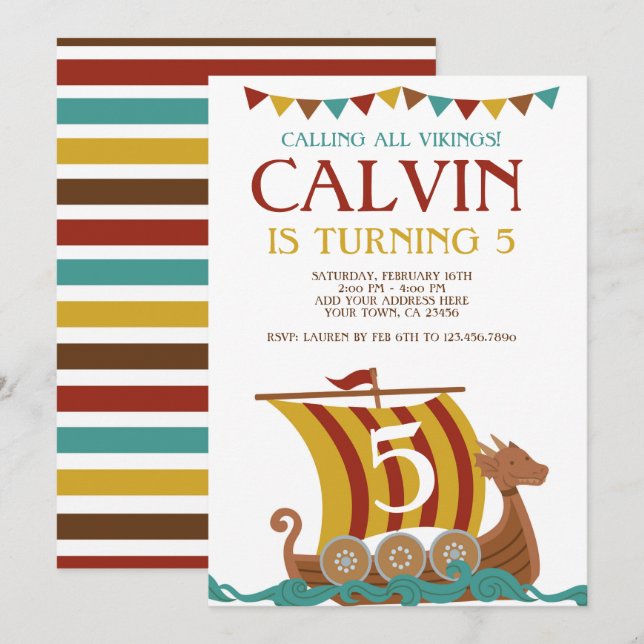 Viking Birthday Invitation (Front/Back)