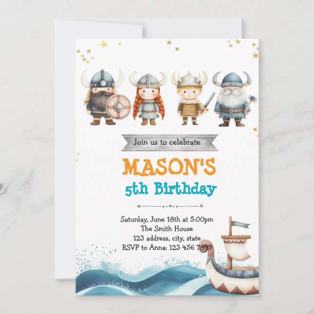 Viking birthday party invitation (Front)