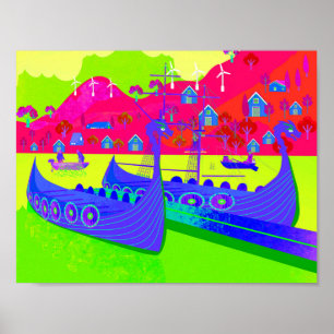 Viking boats Norway Poster
