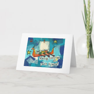 Viking Bunnies In Outer Space Card