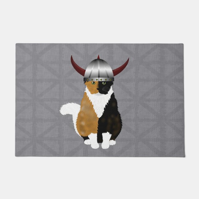 Viking Calico Cat Doormat (Front)