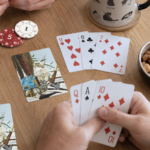 Viking Cat Blue Dragon Fantasy Playing Cards