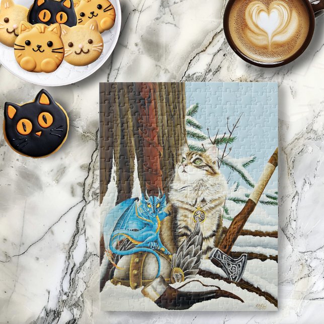Viking Cat Blue Dragon Jigsaw Puzzle (Creator Uploaded)