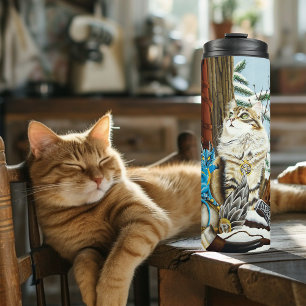 Viking Cat Blue Dragon Thermal Tumbler