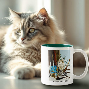 Viking Cat Blue Dragon Two-Tone Coffee Mug