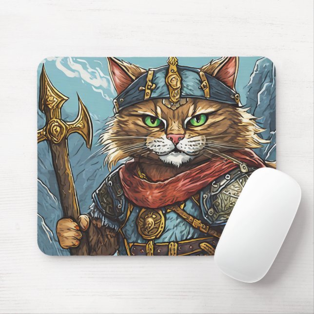 Viking Cat Mouse Pad! Mat (With Mouse)
