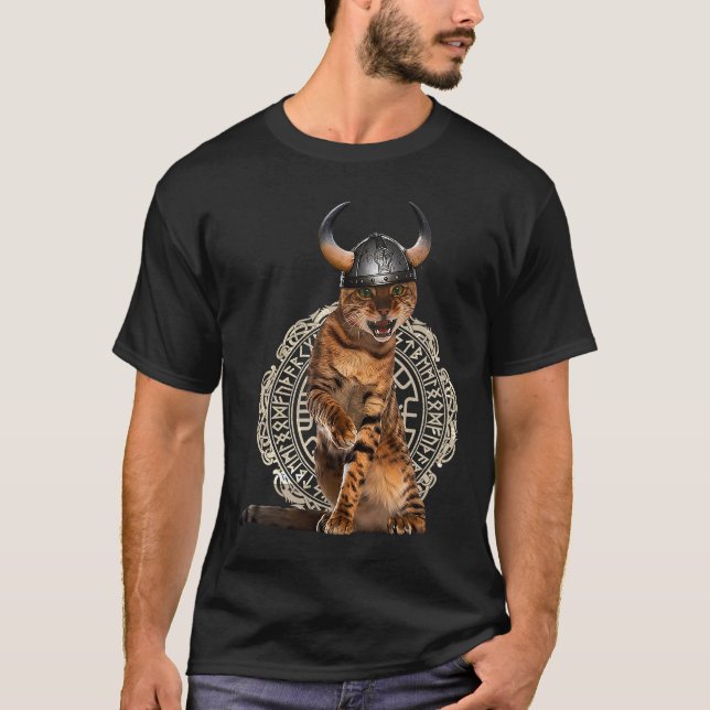 Viking Cat Valhalla Norse Warrior T-Shirt (Front)
