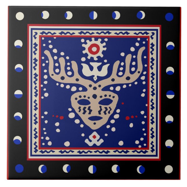 Viking Celestial Shaman Ceramic Tile (Front)