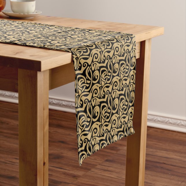 Viking Celtic Intertwining Animal Pattern Fabric Short Table Runner (In Situ)