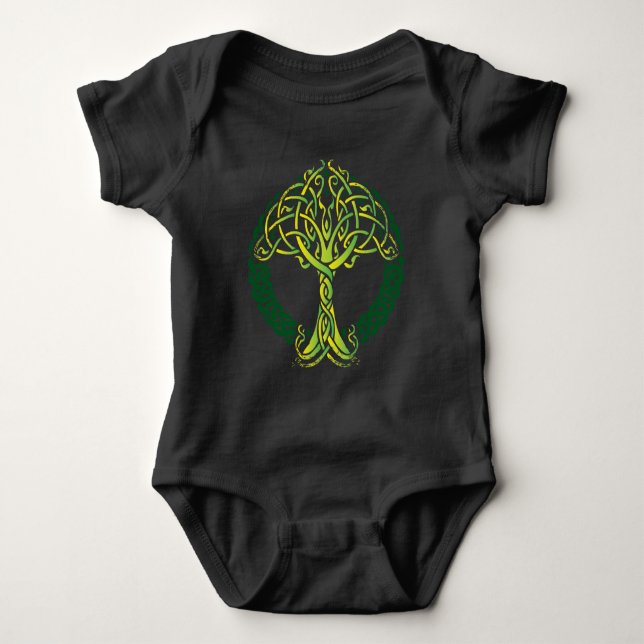 Viking Celtic Knotwork Tree of Life Baby Bodysuit (Front)