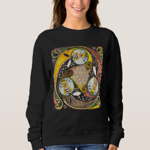 Viking Celtic Knotwork Triple Celtic Spiral Bees Sweatshirt