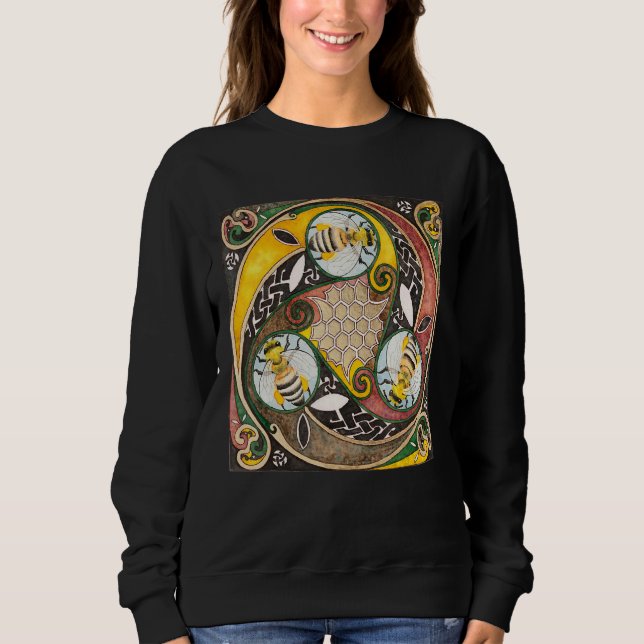 Viking Celtic Knotwork Triple Celtic Spiral Bees Sweatshirt (Front)