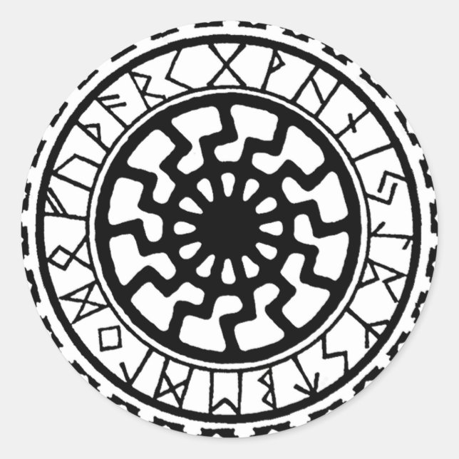 Viking Celtic Sun Rune Calendar Classic Round Sticker (Front)