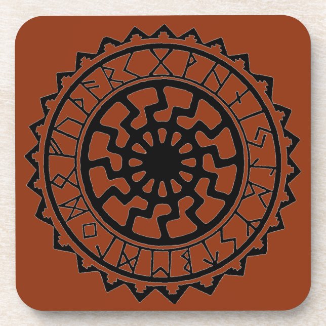 Viking Celtic Sun Rune Calendar Coaster (Front)