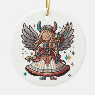 Viking Christmas Angel Ceramic Tree Decoration