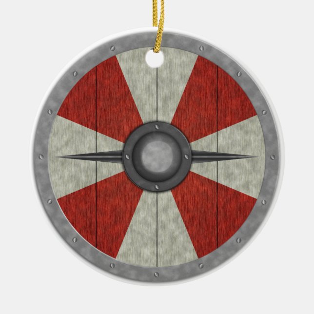 Viking Circle Shield Ceramic Tree Decoration (Front)