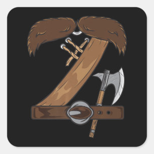Viking Costume Halloween Moustache Belt Axe Cospla Square Sticker