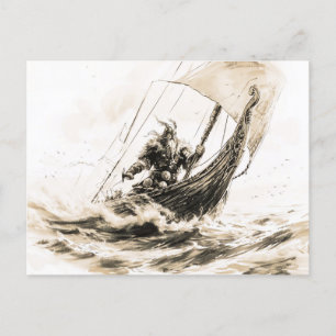 Viking Deity Sketch Pen Drawing of Norse God Odin Postcard