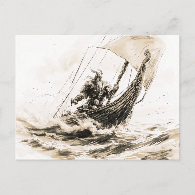 Viking Deity Sketch Pen Drawing of Norse God Odin Postcard (Front)