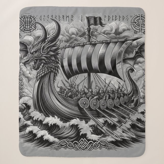 Viking design sherpa blanket (Front)