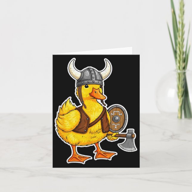 Viking Duck Funny Warrior Design  Card (Front)