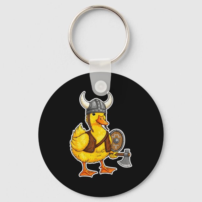 Viking Duck Funny Warrior Design  Key Ring (Front)