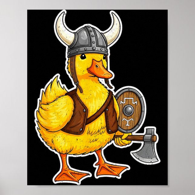 Viking Duck Funny Warrior Design  Poster (Front)