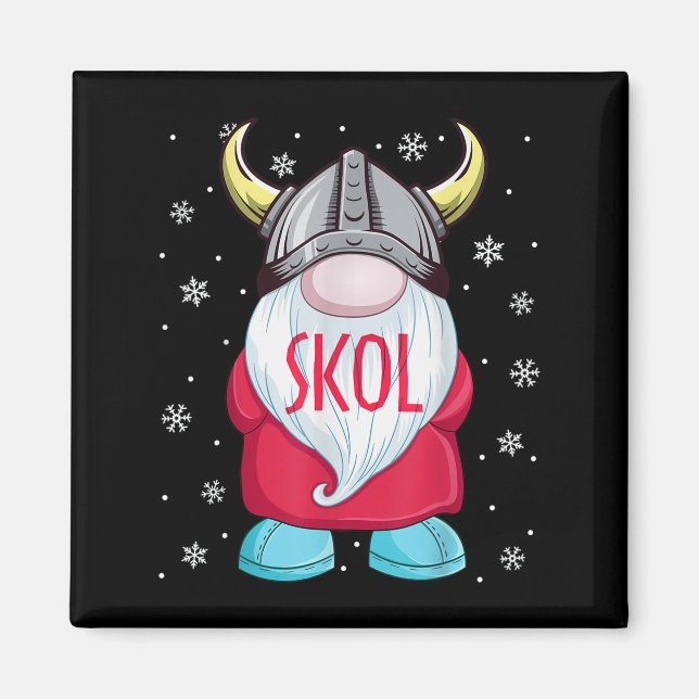 Viking Gnome Skol Christmas Norse Pajama Viking Me Magnet (Front)
