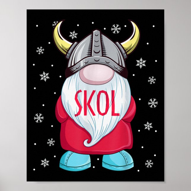 Viking Gnome Skol Christmas Norse Pajama Viking Me Poster (Front)