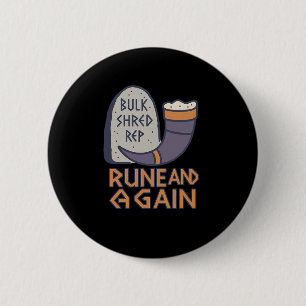 Viking Gym Rune And Gain Fitness Saying For Muscle 6 Cm Round Badge