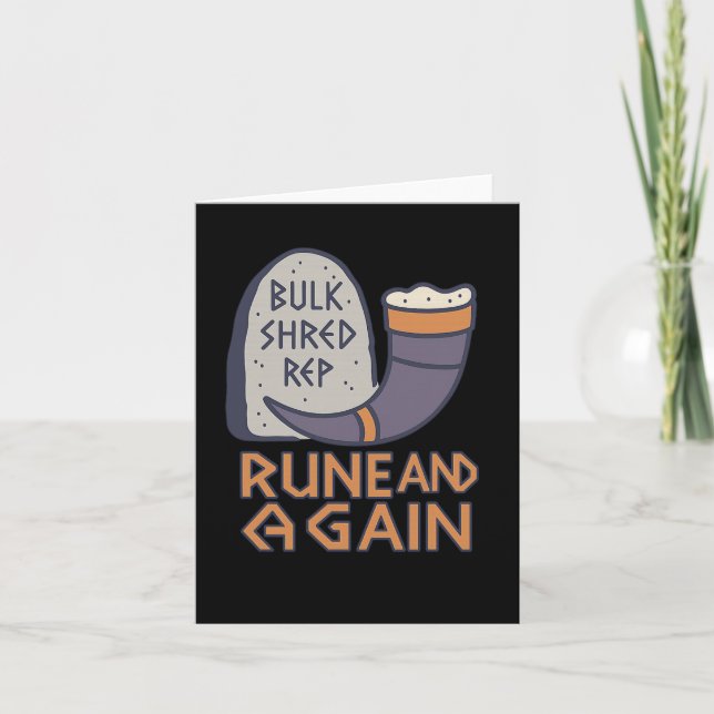 Viking Gym Rune And Gain Fitness Saying For Muscle Card (Front)